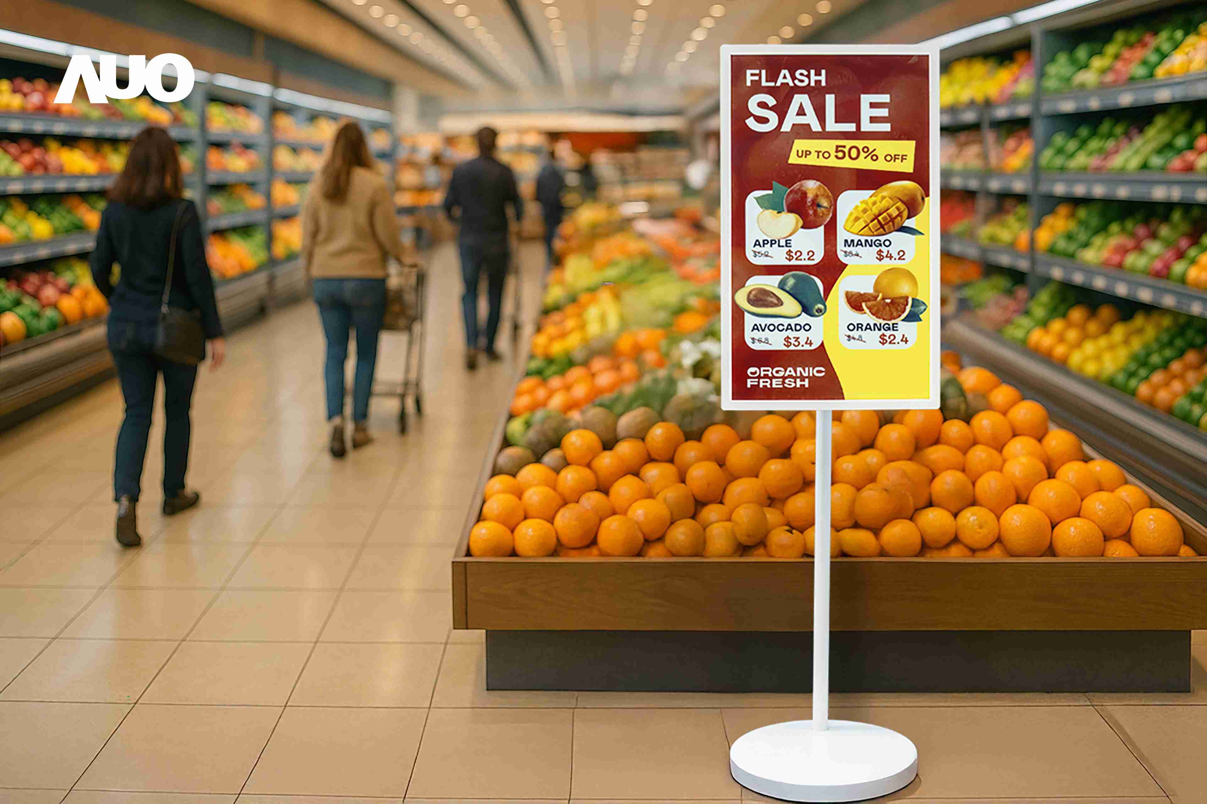 达擎首亮相低功耗、、、、全彩的〝aecoPost电子纸解决方案〞，，，仅在更新画面时需要微量的电力驱动，，，无需布建电线的便捷设计，，，使其可灵活应用、、、随意置放，，并可透过云端或行动装置app，，，轻松管理及排程广告内容，，晋升店头营销利器。。。