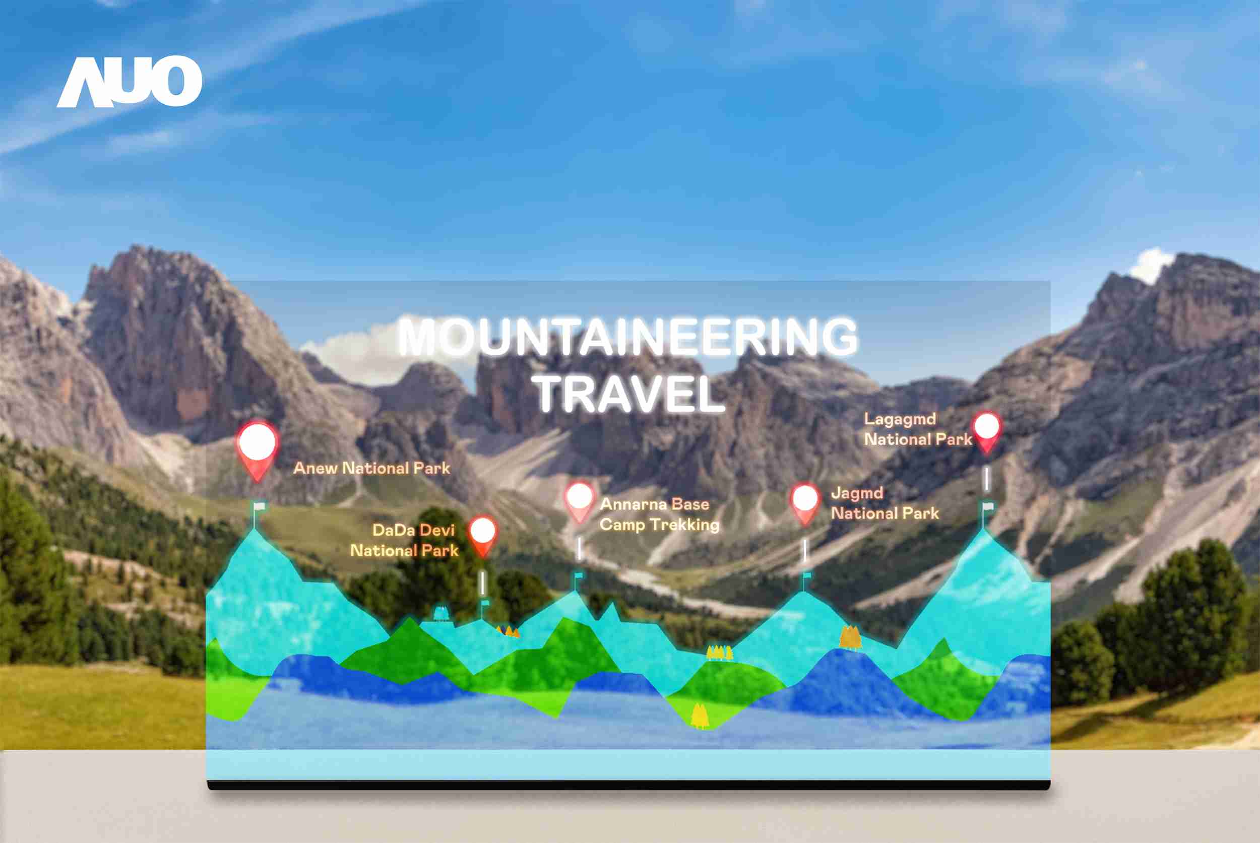 PG国际展示全球单片尺寸最大(*)42吋透明Micro LED显示器拼接而成的〝64吋透明Micro LED显示器〞，，，具备高透明度、、、1,000 nits高亮度、、、广色域、、采用三边无边框的无缝拼接等多重特色，，，呈现超高清、、、细腻画质而不遮挡后方视觉，，，，满足层峰需求，，，，可广泛运用于零售、、、艺术展览或商业空间等场域